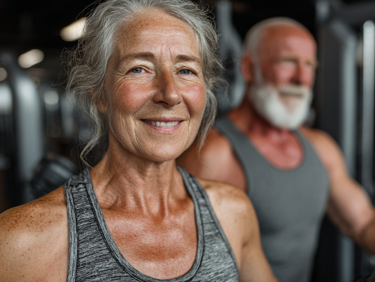 Активні люди зрілого віку займаються фітнесом