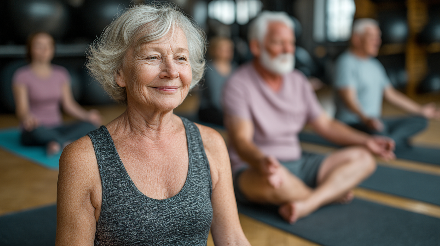 Групове заняття йогою для старших людей